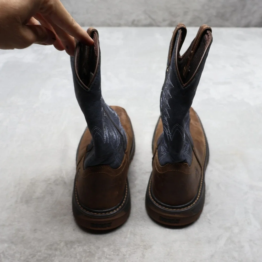 Rocky Youth 6M Western Boots Brown Denim Country Ranch Square Toe RKW0255Y